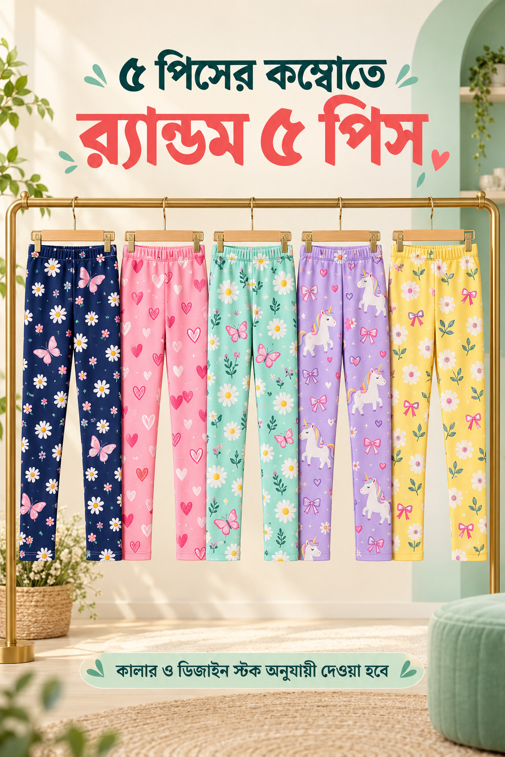 ১০টি রঙিন প্রিন্টের লেগিংস সাজানো